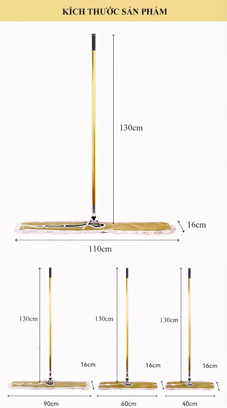 Lựa chọn kích thước cây lau nhà công nghiệp