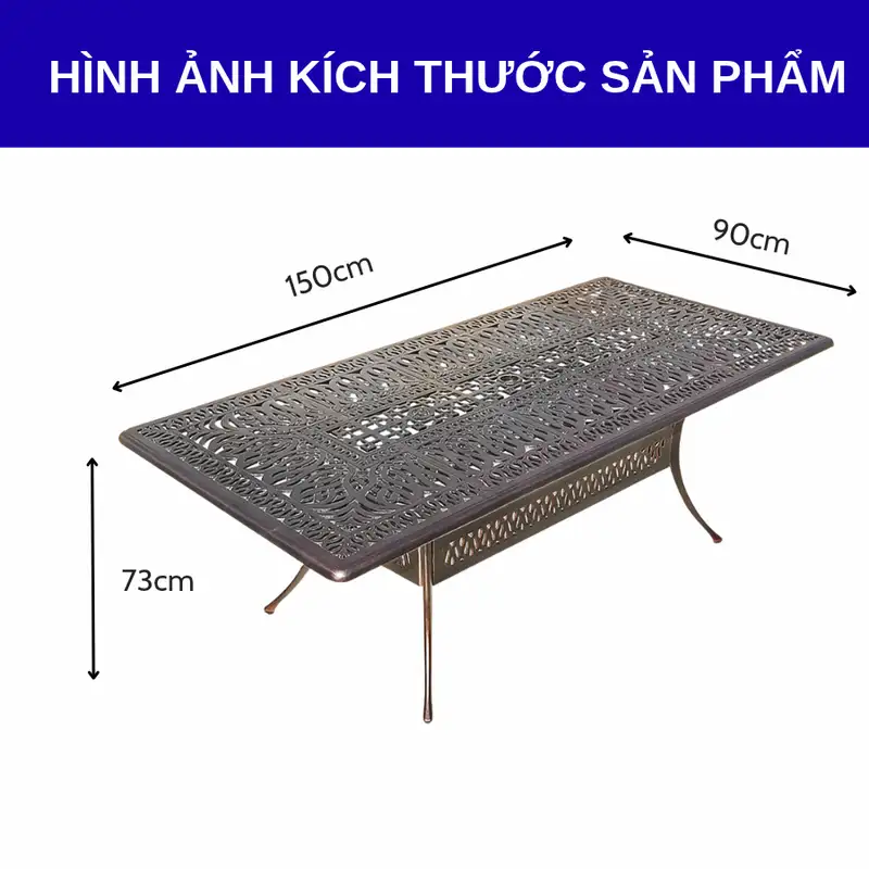 Kích thước bàn nhôm đúc quán cafe