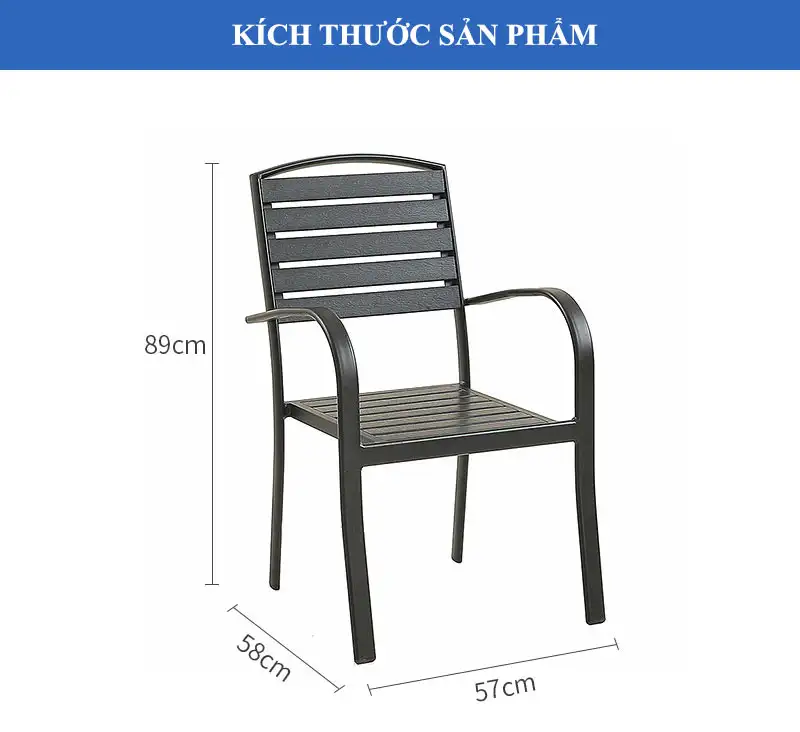 Cụ thể kích thước ghế khung nhôm nan gỗ nhựa