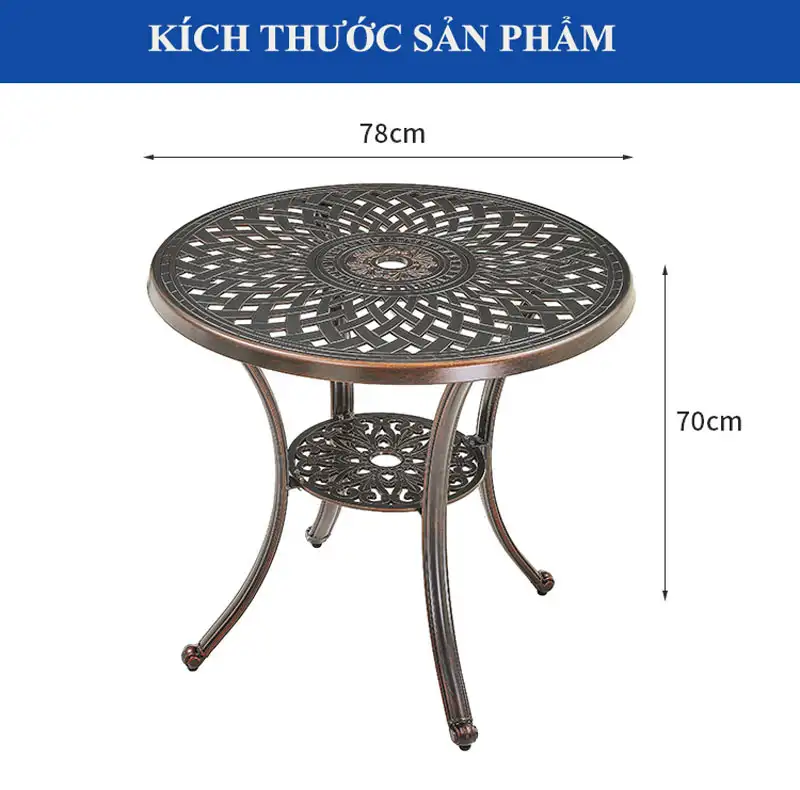 Thông số kích thước bàn nhôm đúc ngoài trời