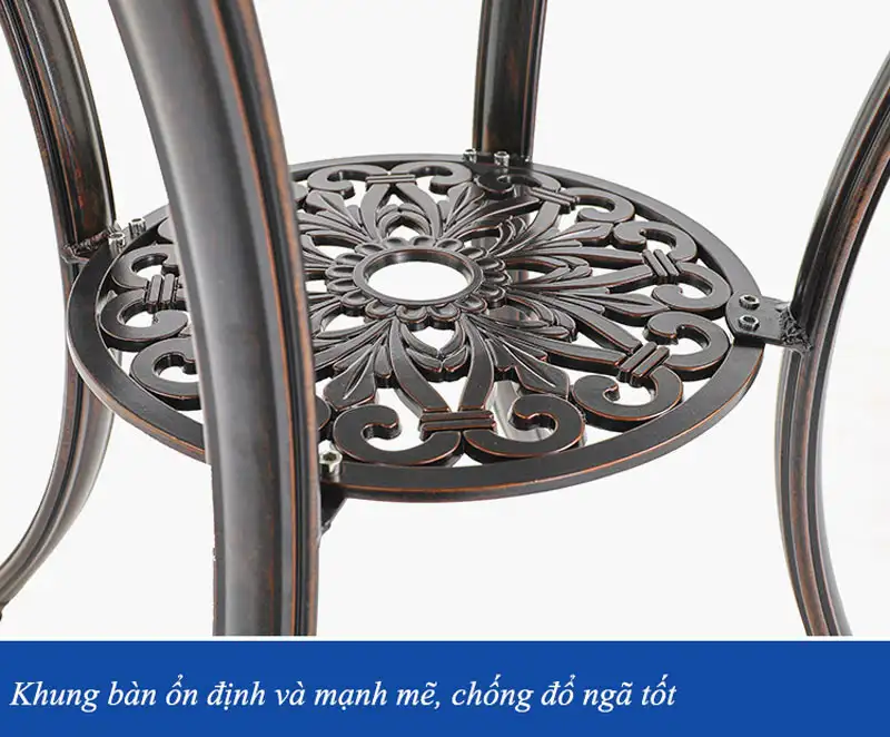 Chi tiết cấu tạo bàn nhôm đúc hình tròn sân vườn
