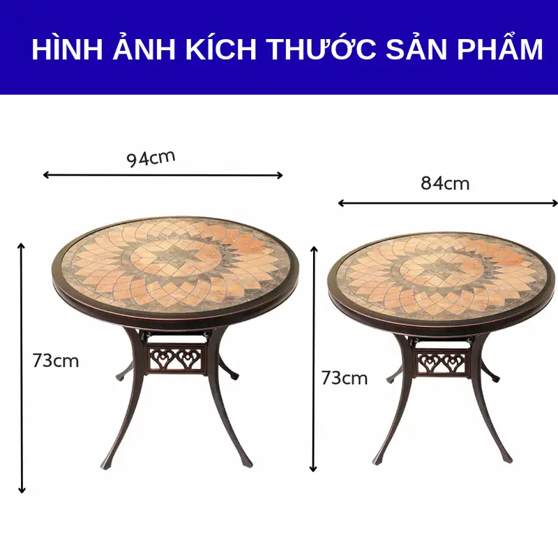 Sẵn kho 2 loại kích thước cho bàn cafe nhôm đúc mặt bàn họa tiết
