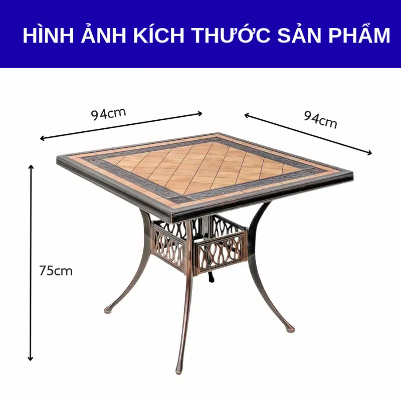 Kích thước bàn cafe ngoài trời - bàn vuông