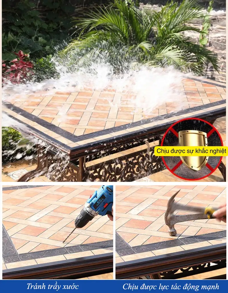 Bàn nhôm đúc mặt đá ngoài trời chịu được mọi khắc nghiệt