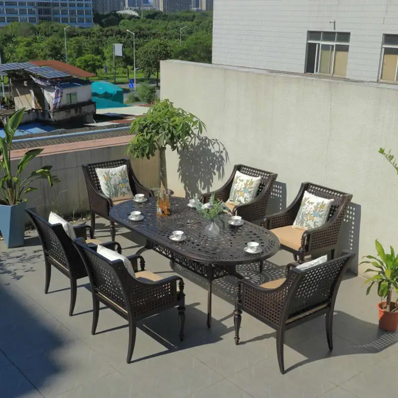 Bàn ghế sân vườn bằng nhôm đúc dạng sofa cao cấp