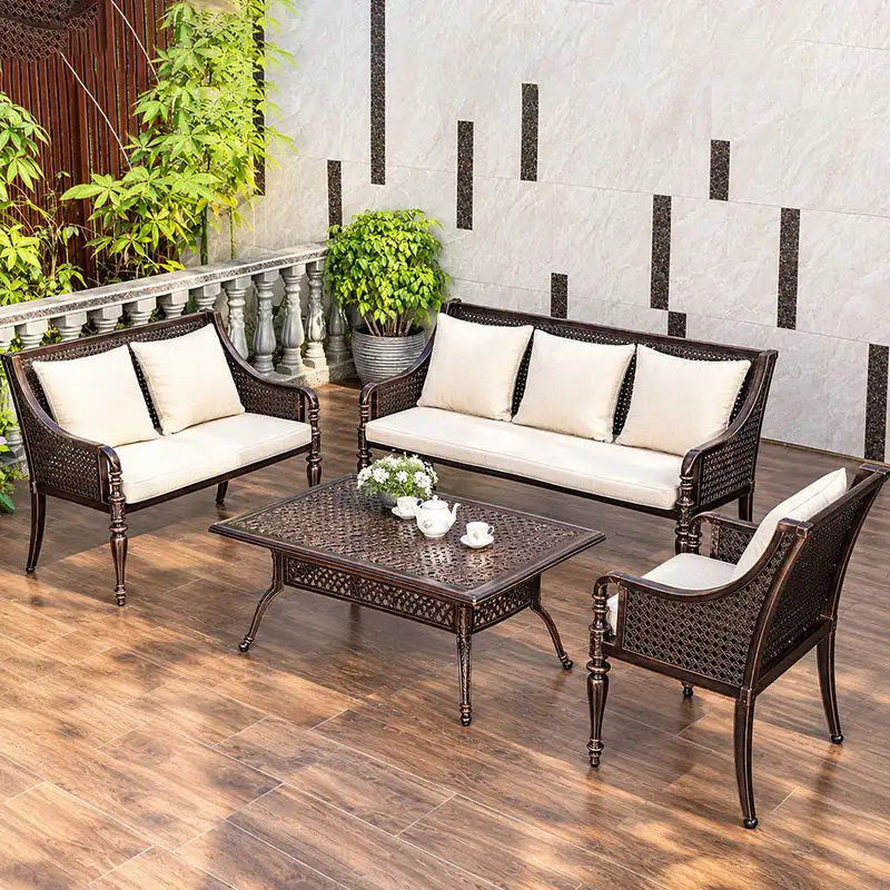 Bộ ghế nhôm đúc dạng sofa ngoài trời