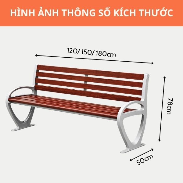 Ghế băng dài có tựa lưng ngoài trời