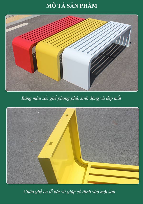 Mẫu ghế ngoài trời nhiều màu bằng thép sơn tĩnh điện