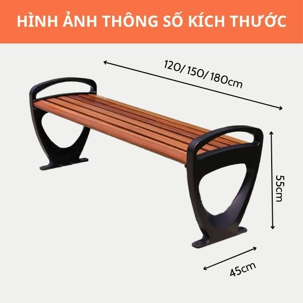 Kích thước ghế băng gỗ dài ngoài trời