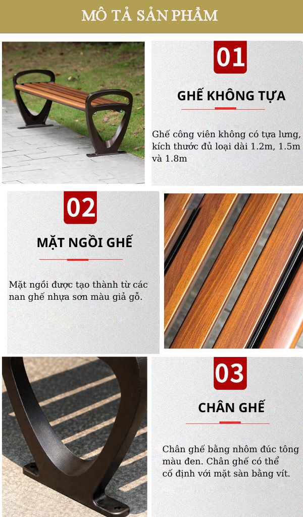 Ghế băng gỗ dài ngoài trời