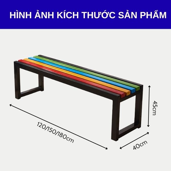 Kích thước ghế băng ngoài trời bằng gỗ