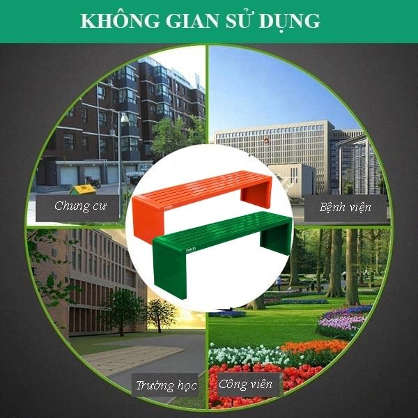 Ghế băng ngoài trời bằng thép 1.8m nhiều màu