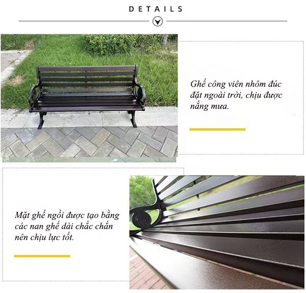 Đặc điểm thiết kế ghế băng nhôm đúc ngoài trời