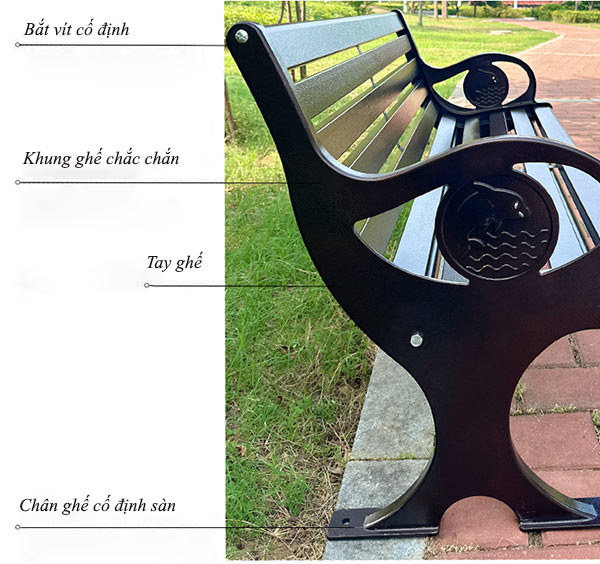 Các bộ phận cấu thành ghế băng nhôm đúc ngoài trời