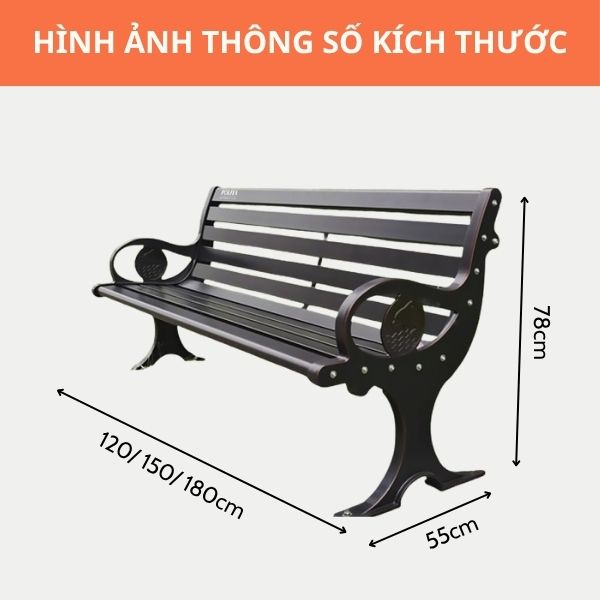 Kích thước ghế công viên nhôm đúc
