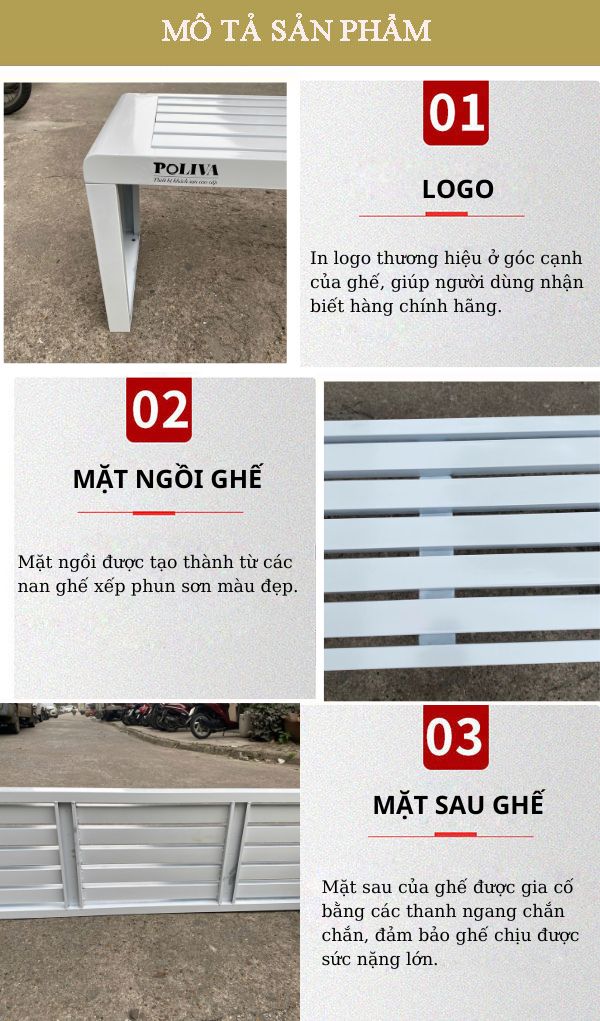 Ghế băng thép ngoài trời 1.5m