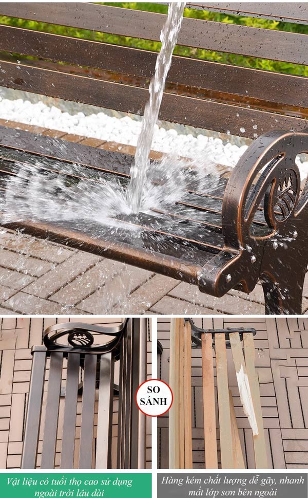 Ghế nhôm đúc công viên độ bền mạnh mẽ, sử dụng dài lâu