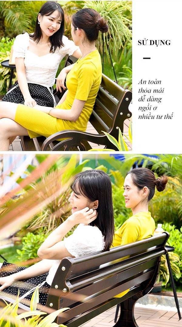 Mẫu ghế công viên có tựa, có tay vịn tạo sự thoải mái khi ngồi