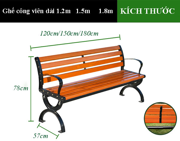 Tham khảo kích thước ghế công viên gỗ nhựa