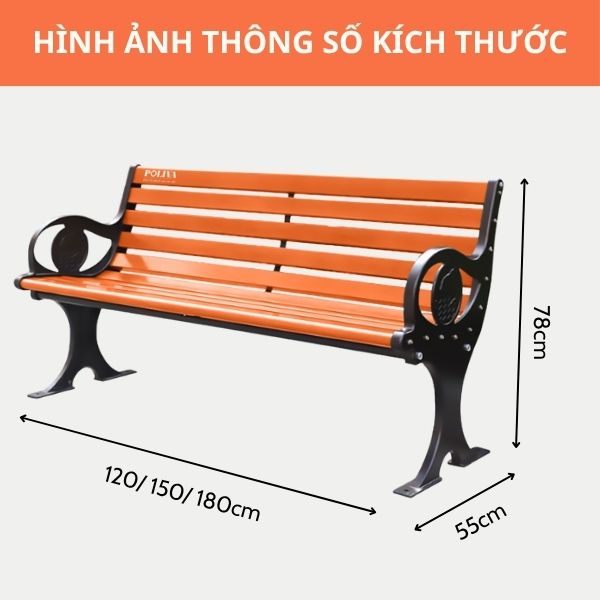 Ghế công viên gỗ nhựa tay vịn hình cá heo