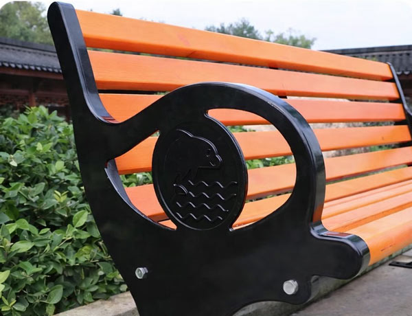 Các chi tiết cấu tạo ghế công viên gỗ nhựa tay vịn hình cá heo