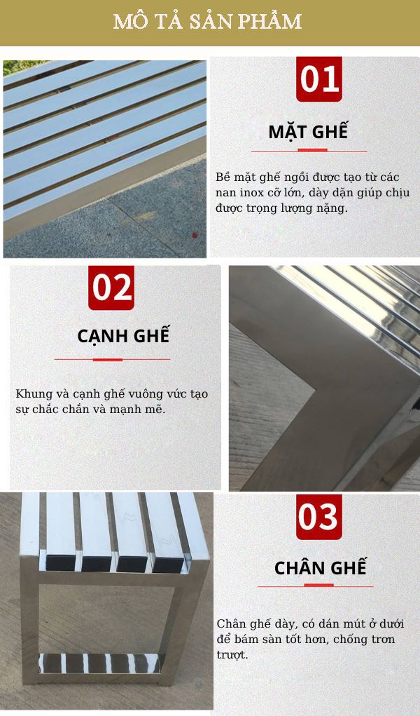 Đặc điểm thiết kế của ghế inox công viên ngoài trời