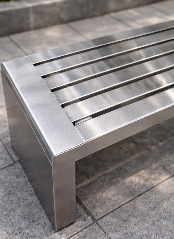 Ghế công viên không tựa bằng inox - ghế băng inox ngoài trời