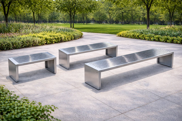 Ghế công viên không tựa bằng inox - ghế băng inox ngoài trời