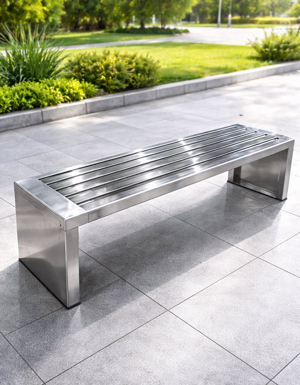 Ghế công viên không tựa bằng inox - ghế băng inox ngoài trời