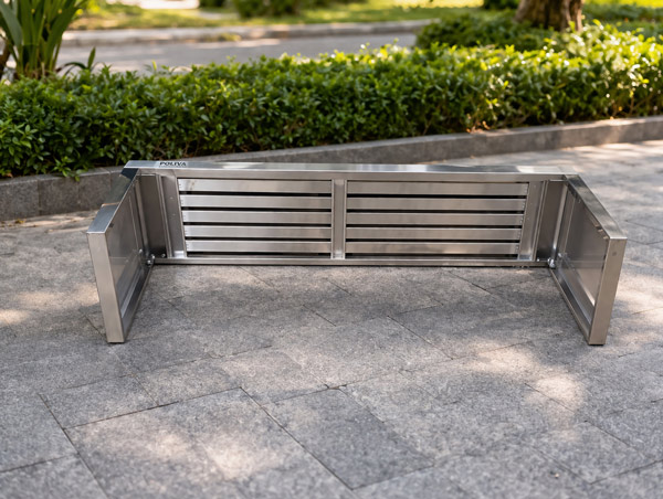 Ghế công viên không tựa bằng inox - ghế băng inox ngoài trời