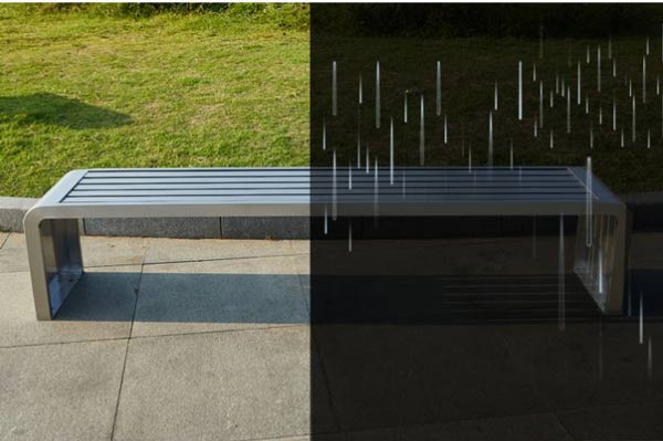 Với chất liệu inox, ghế công viện chịu được mọi điều kiện thời tiết