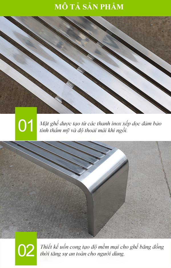 Tham khảo thêm các đặc điểm của ghế inox công viên không tựa