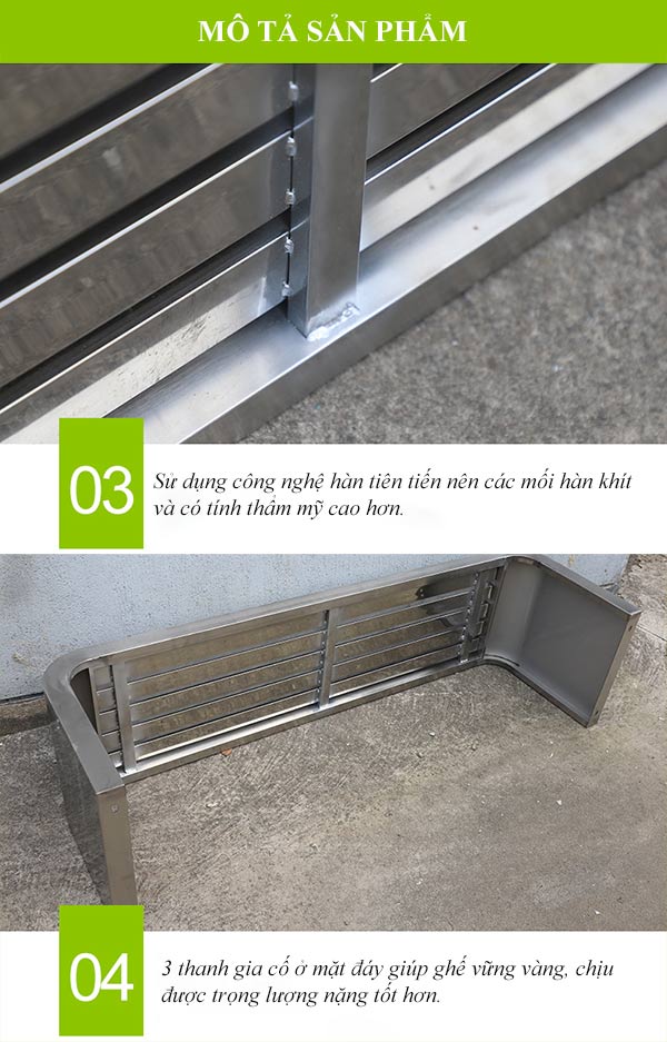 Tham khảo thêm các đặc điểm của ghế inox công viên không tựa