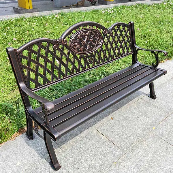 Ghế công viên nhôm đúc màu đồng cổ điển