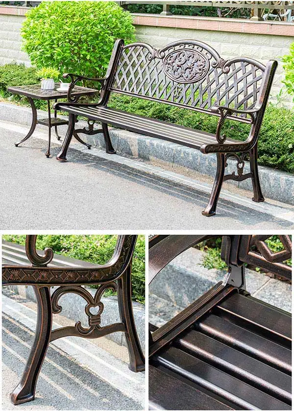 Ghế nhôm đúc sân vườn chắc chắn, dễ dàng đặt ở nhiều không gian sử dụng