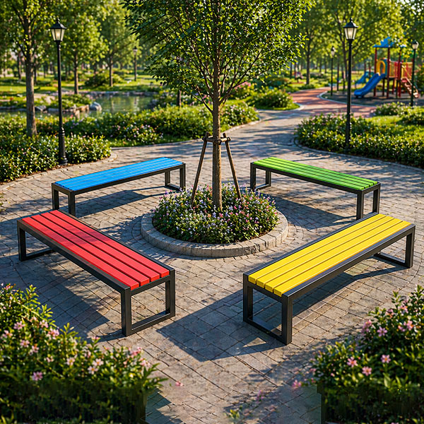 Ghế dài ngoài trời nan nhựa nhiều màu