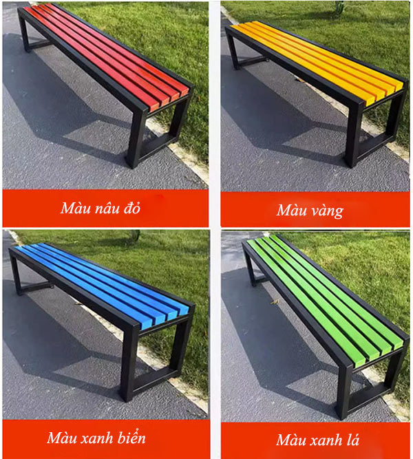 Ghế dài ngoài trời nan nhựa nhiều màu