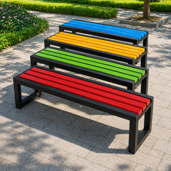 Ghế dài ngoài trời nan nhựa nhiều màu