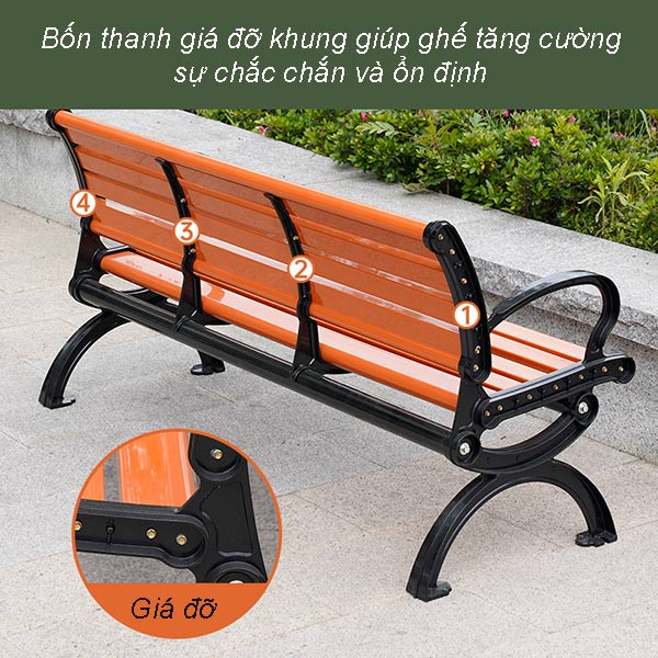 Khung ghế công viên được đánh giá là chắc chắn, trợ lực tốt