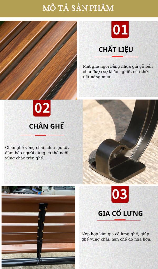Các đặc điểm cấu thành ghế công viên