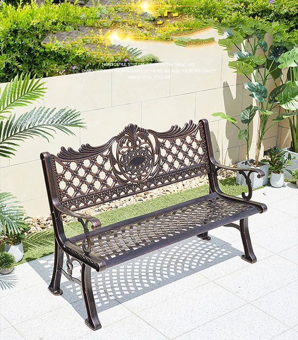 Mẫu ghế công viên ngoài trời 1.3m bằng nhôm đúc