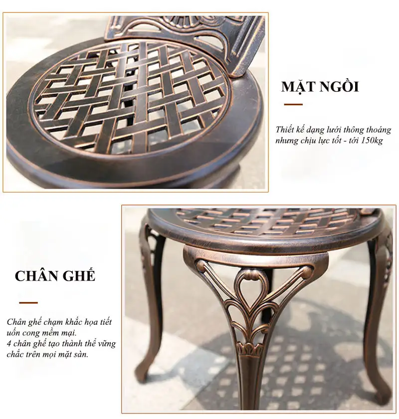 Các đặc điểm của ghế nhôm đúc sân vườn