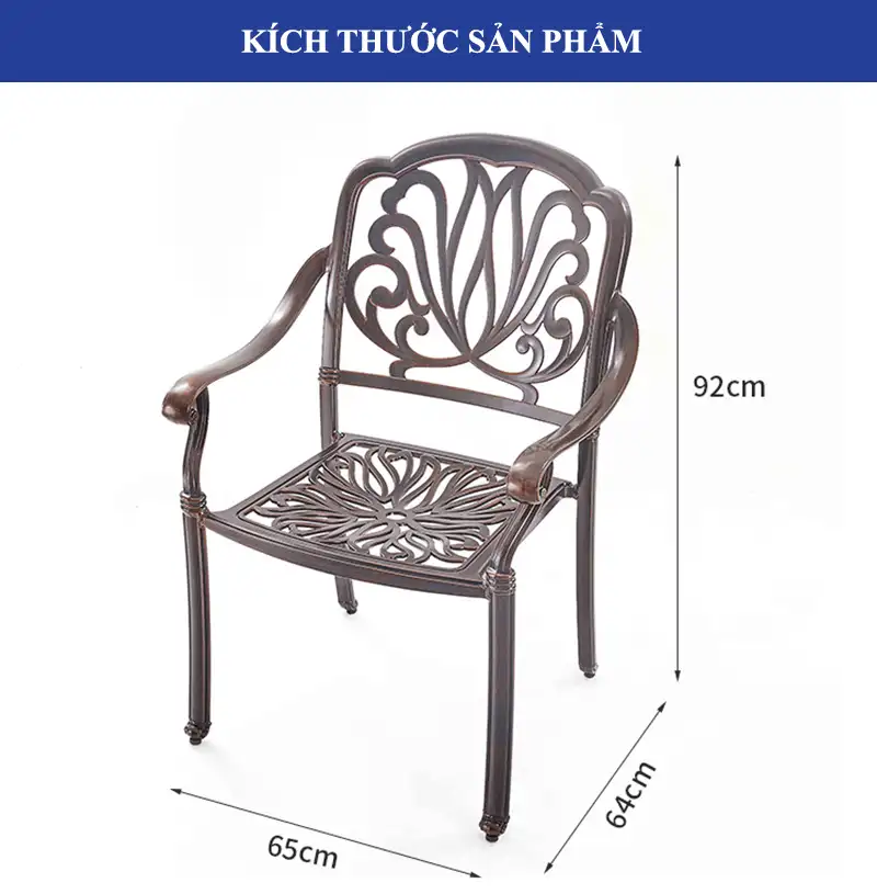 Kích thước ghế nhôm đúc sân vườn để bạn tham khảo