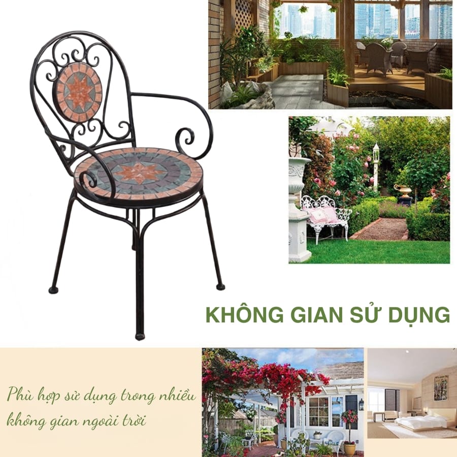 Ghế Mosaic phù hợp với nhiều không gian xanh