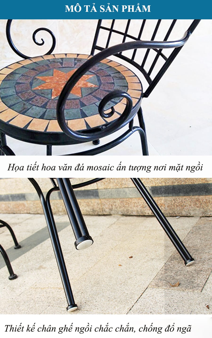 Đặc điểm thiết kế ghế Mosaic ngồi ngoài trời