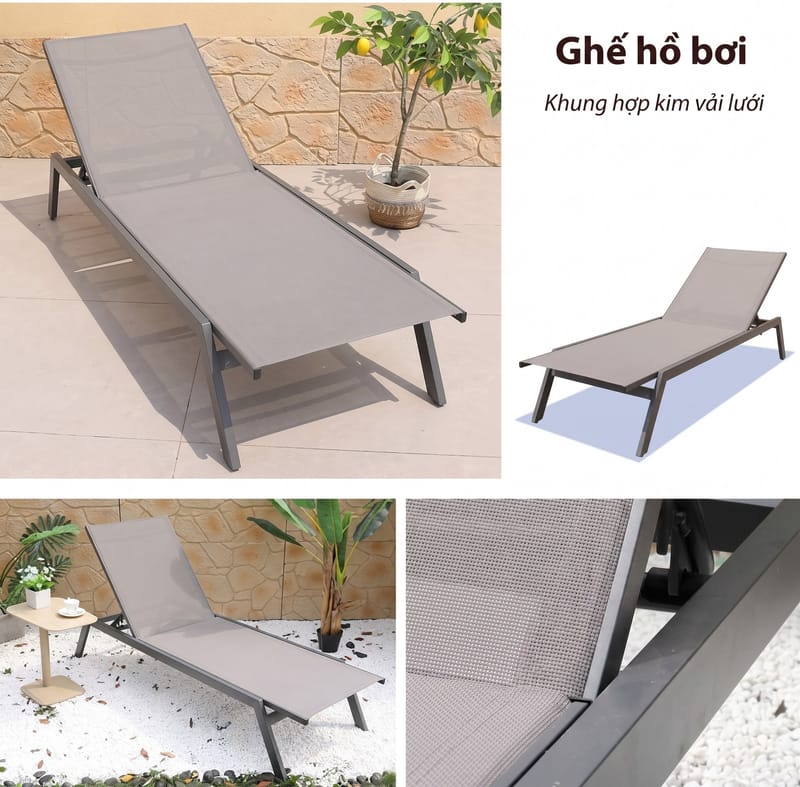 Cấu tạo ghế nằm tắm nắng hồ bơi
