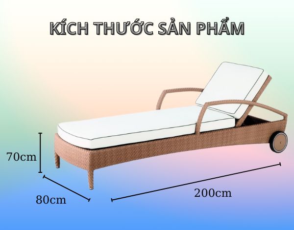 Tham khảo kích thước ghế nằm bờ biển mây nhựa