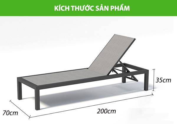 Kích thước ghế nằm tắm nắng hồ bơi