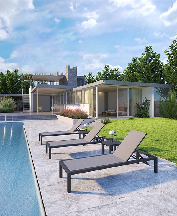 Ghế tắm nắng hồ bơi khung nhôm vải lưới