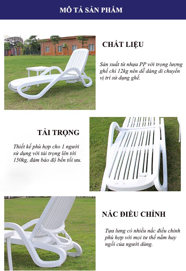 Ghế nhựa hồ bơi cao cấp